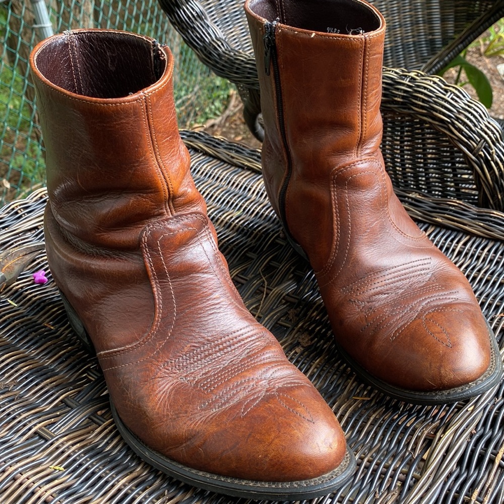 Vintage UFCW Men’s Leather Ankle Cowboy Boot